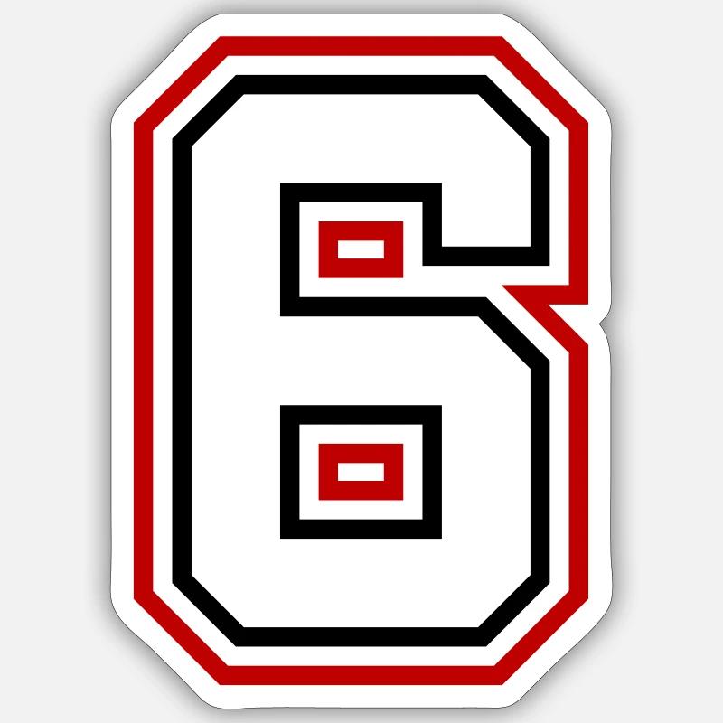 6 Numéro de numéro - Sticker taille S (10 x 10 cm) - blanc mat