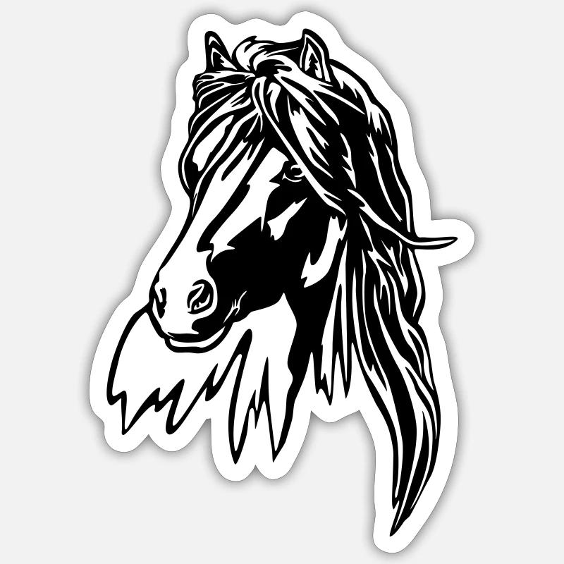 Pferd Kopf - Sticker Größe S (10 x 10 cm) - Mattweiß