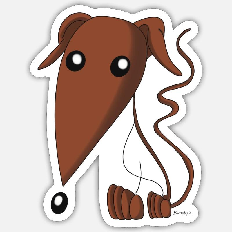 Lévrier espagnol brun - Sticker taille S (10 x 10 cm) - blanc mat