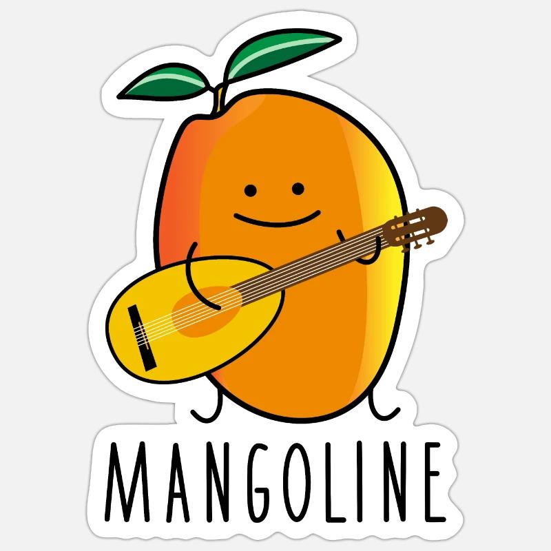 Funny mango with mandolin Sticker size S (10 x 10 cm)