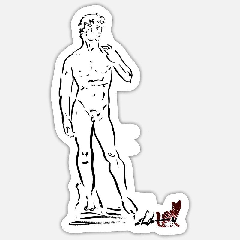LE DAVID DE MICHEL-ANGE - Sticker taille S (10 x 10 cm) - blanc mat