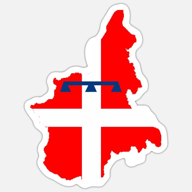 Piemonte Italia - Sticker formato S (10 x 10 cm) - bianco opaco