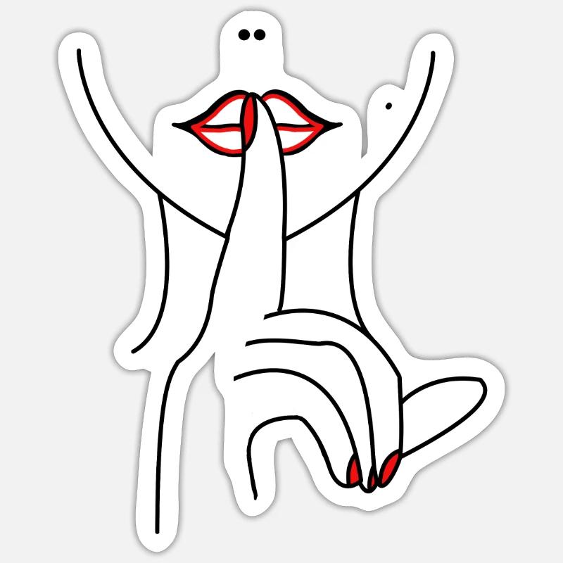 Frauengesicht mit Hand Sticker Größe S (10 x 10 cm)