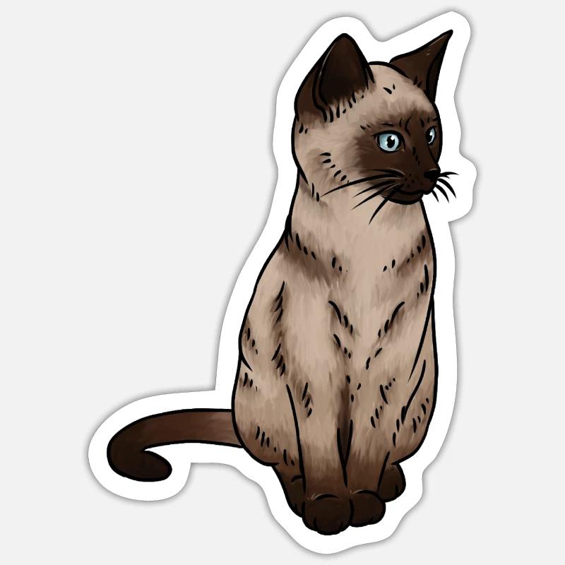SiamEse Cat Siamese Cat - Sticker taille S (10 x 10 cm) - blanc mat