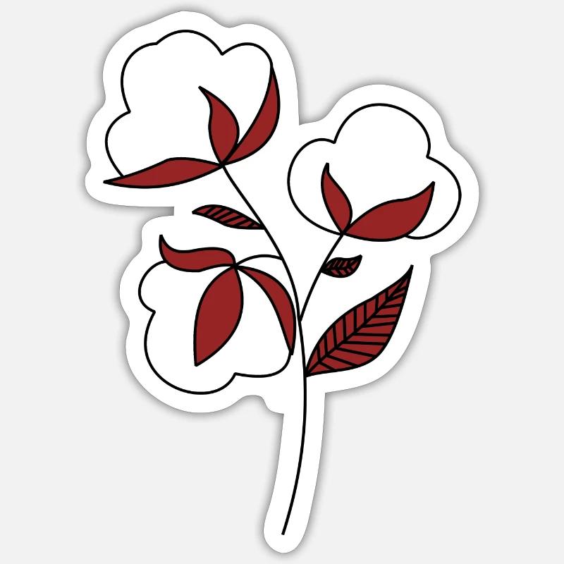 Baumwollblume - Sticker Größe S (10 x 10 cm) - Mattweiß