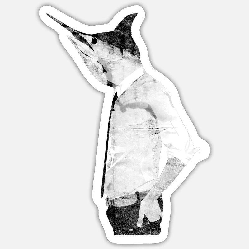 tête de poisson - Sticker taille S (10 x 10 cm) - blanc mat