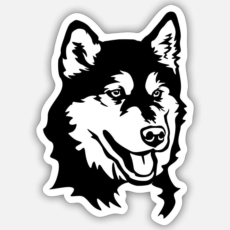 Tête de Malamute d’Alaska - Sticker taille S (10 x 10 cm) - blanc mat