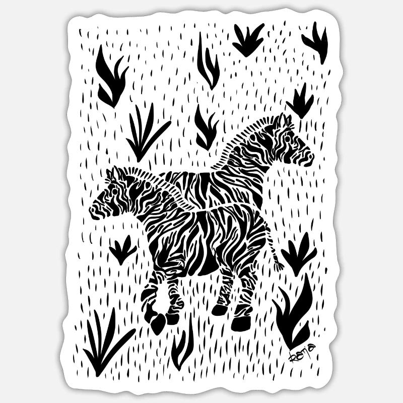 Zebras - Sticker size S (10 x 10 cm) - white matte