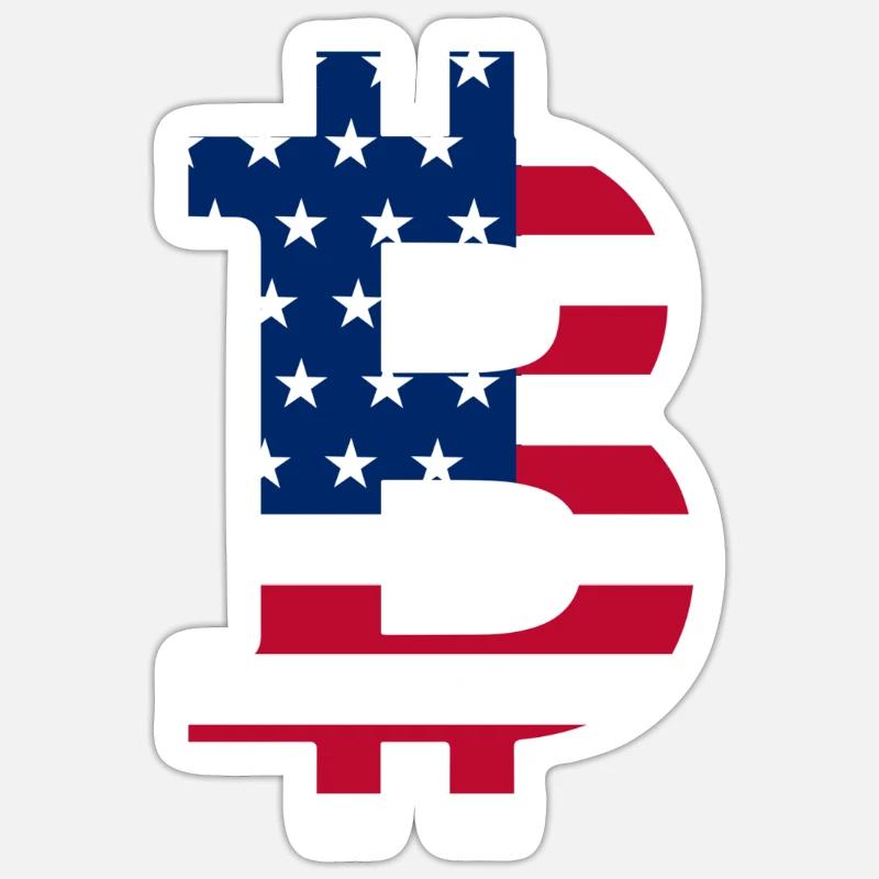 Usa Flag Bitcoin-Bitcoin-Cryptocurrency-Flag Sticker size S (10 x 10 cm)