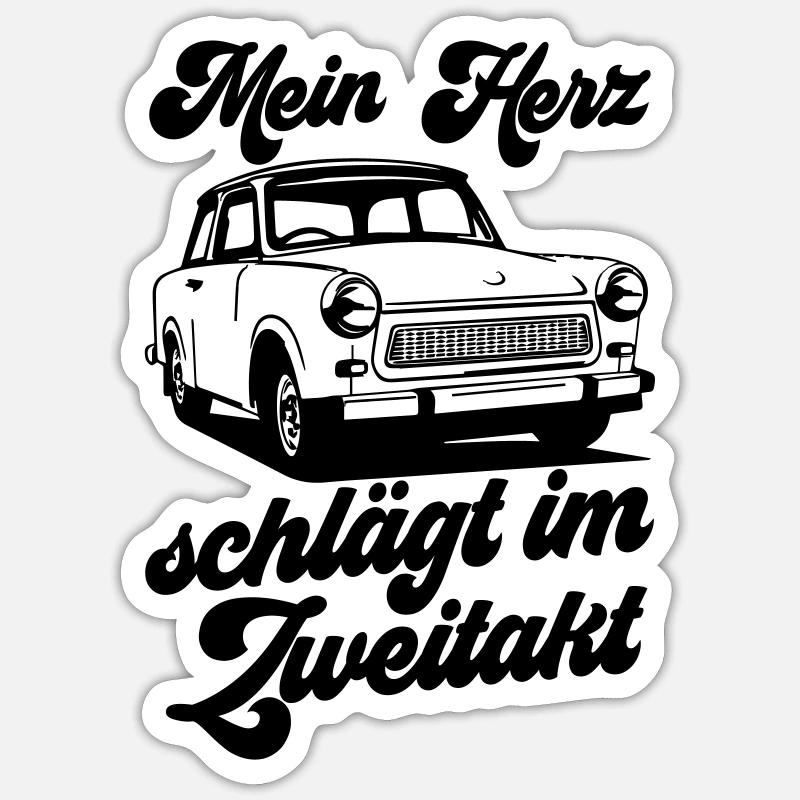 Farbe änderbar | Trabbi Zweitakt  - Sticker Größe S (10 x 10 cm) - Mattweiß