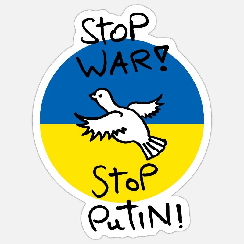 Stop War! Stop Putin! - Sticker Größe S (10 x 10 cm) - Mattweiß