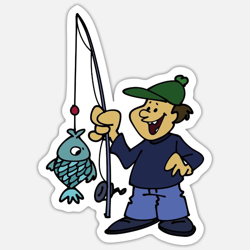 Pêcheur - Sticker taille S (10 x 10 cm) - blanc mat