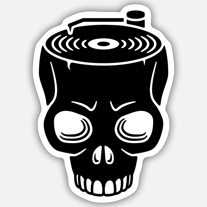 Skull Record Player Sticker size S (10 x 10 cm)
