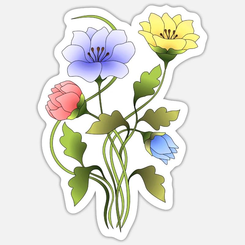 Fleur - Sticker taille S (10 x 10 cm) - blanc mat