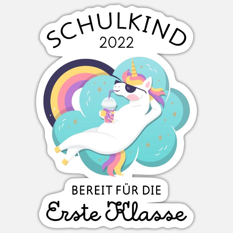 Schulkind 2022 - Einhorn Einschulung - Sticker Größe S (10 x 10 cm) - Mattweiß