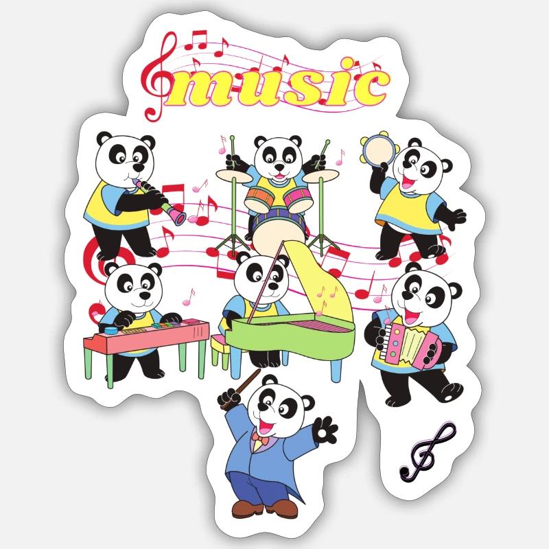 Musik Pandas Sticker Größe S (10 x 10 cm)
