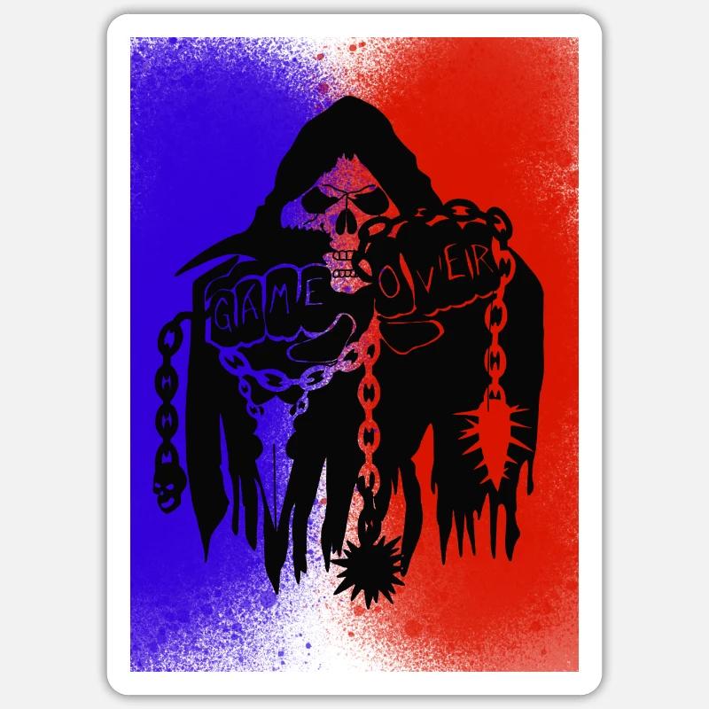 Der Reaper "Game Over" - Sticker Größe S (10 x 10 cm) - Mattweiß