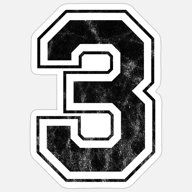 Nummer 3 - Sticker Größe S (10 x 10 cm) - Mattweiß