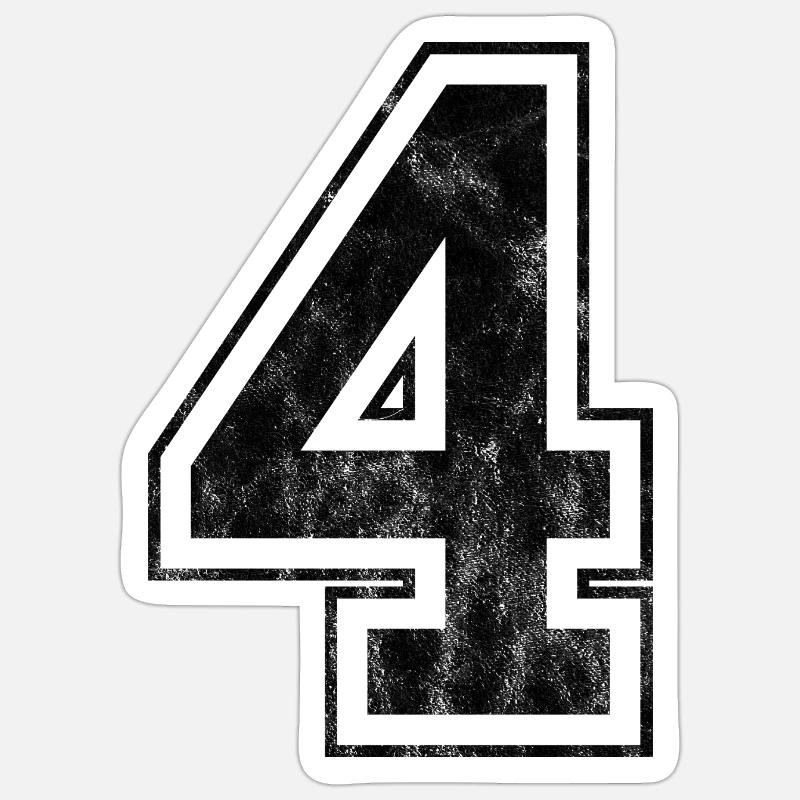 Nummer 4 - Sticker Größe S (10 x 10 cm) - Mattweiß