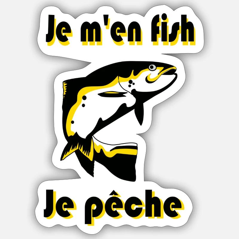 pêche - Sticker taille S (10 x 10 cm) - blanc mat