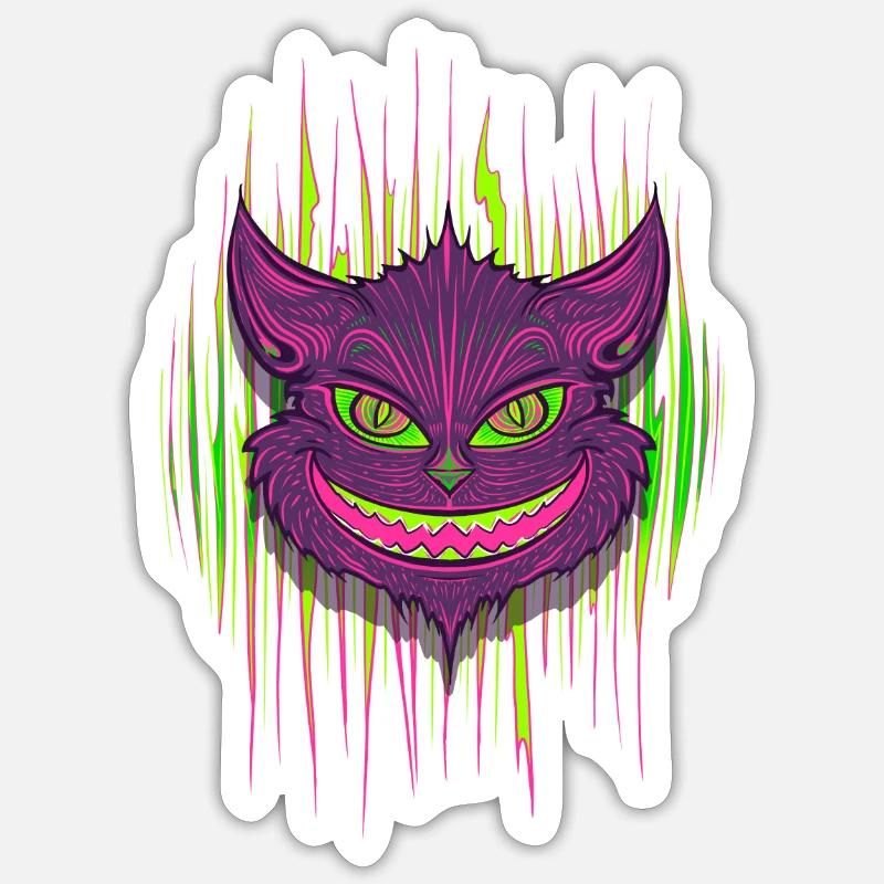 Chat maléfique - Sticker taille S (10 x 10 cm) - blanc mat