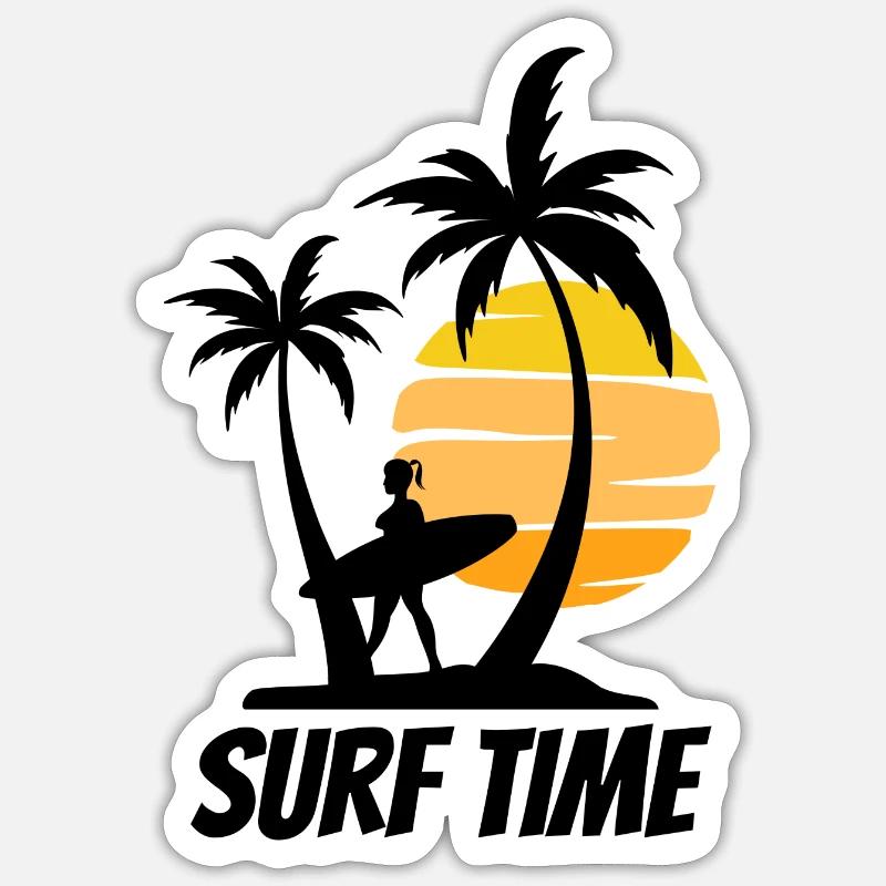 Surf Time - Sticker taille S (10 x 10 cm) - blanc mat