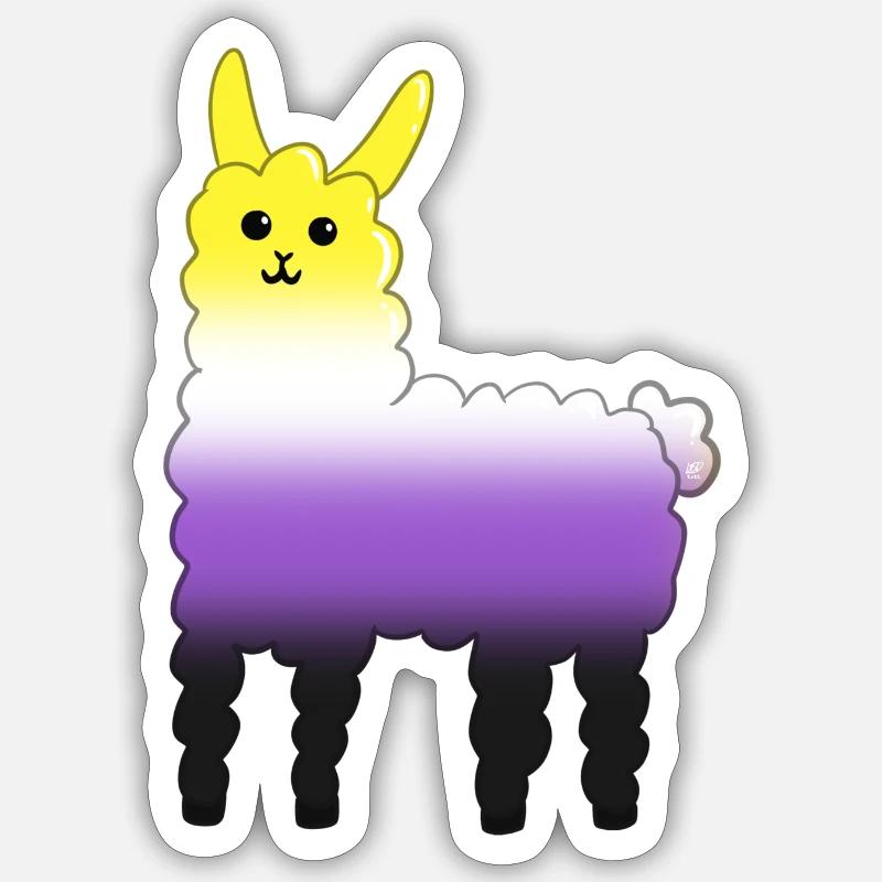 Llama Non binary - Sticker size S (10 x 10 cm) - white matte