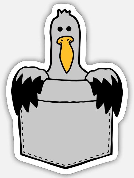 Brusttasche Möwe Unterwegs mitnehmen - Sticker Größe S (10 x 10 cm) - Mattweiß