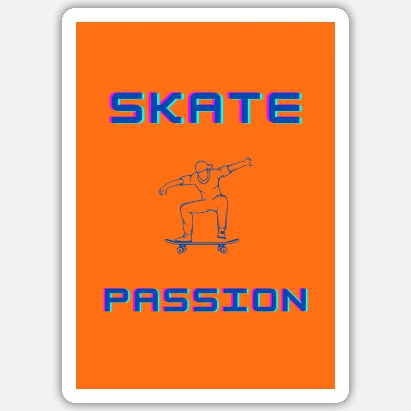 skate passion - Sticker taille S (10 x 10 cm) - blanc mat