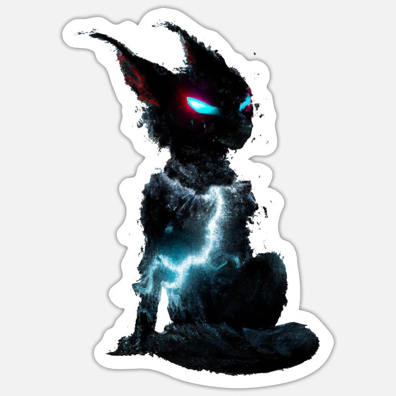Dunkle Katze - Sticker Größe S (10 x 10 cm) - Mattweiß