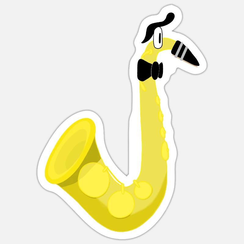 Comic Figure Saxophone - Sticker size S (10 x 10 cm) - white matte