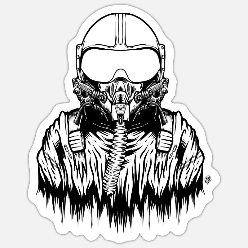 Fighter pilot - Sticker size S (10 x 10 cm) - white matte