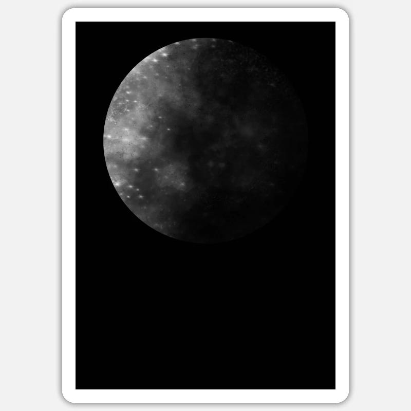 Moon, black background - Sticker size S (10 x 10 cm) - white matte