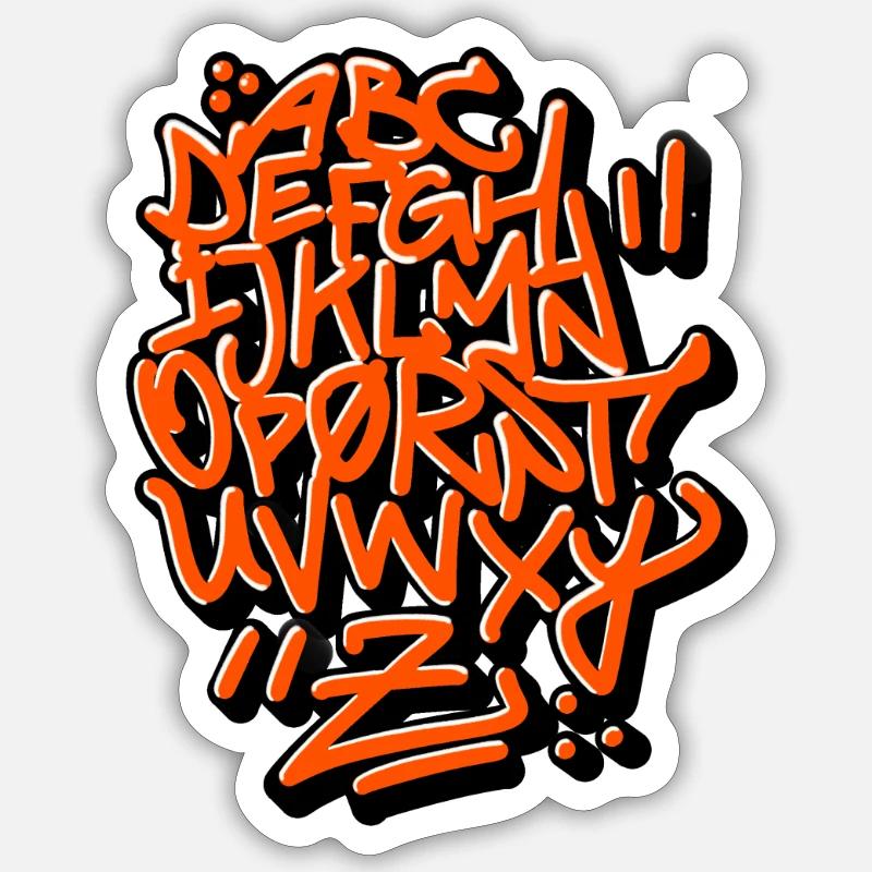ABC Alphabet Graffiti - Sticker Größe S (10 x 10 cm) - Mattweiß