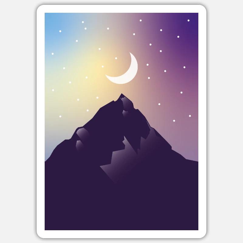 Lune avec des étoiles - Sticker taille S (10 x 10 cm) - blanc mat