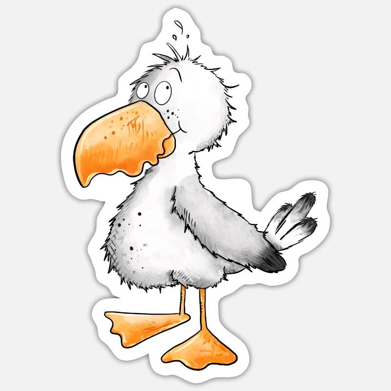 Drollige Möwe I Nordsee Urlaub - Sticker taille S (10 x 10 cm) - blanc mat