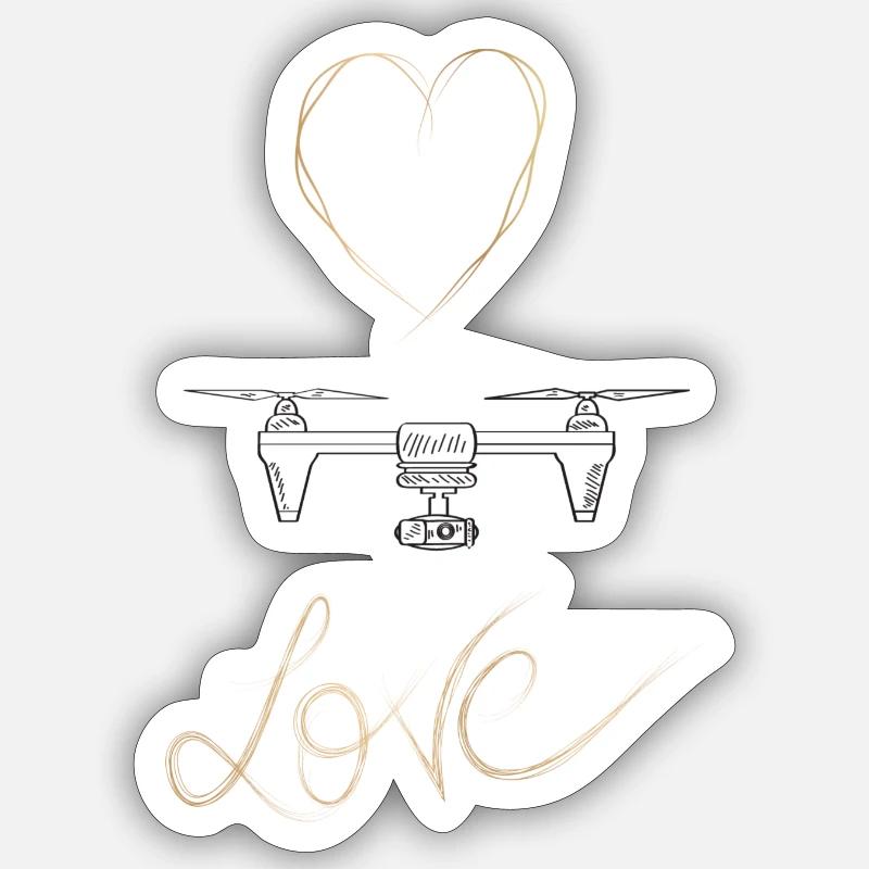 Drone d’amour - Sticker taille S (10 x 10 cm) - blanc mat