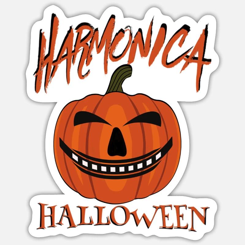 Halloween harmonica - Sticker taille S (10 x 10 cm) - blanc mat