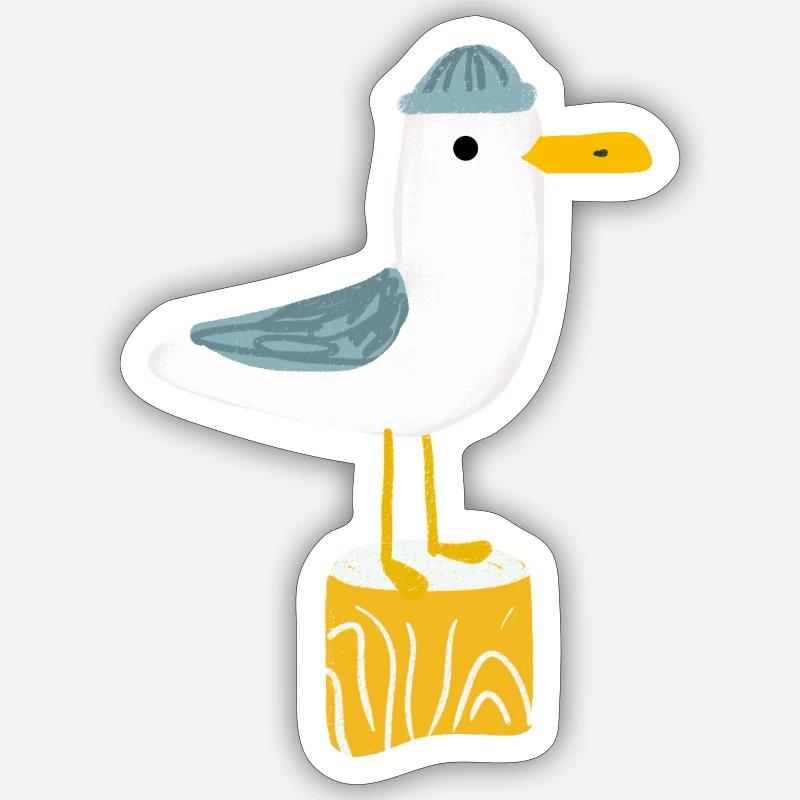 Mouette - Sticker taille S (10 x 10 cm) - blanc mat