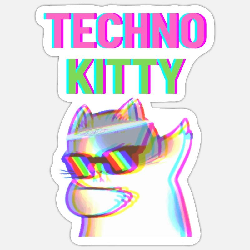 Techno Kitty - Sticker size S (10 x 10 cm) - white matte