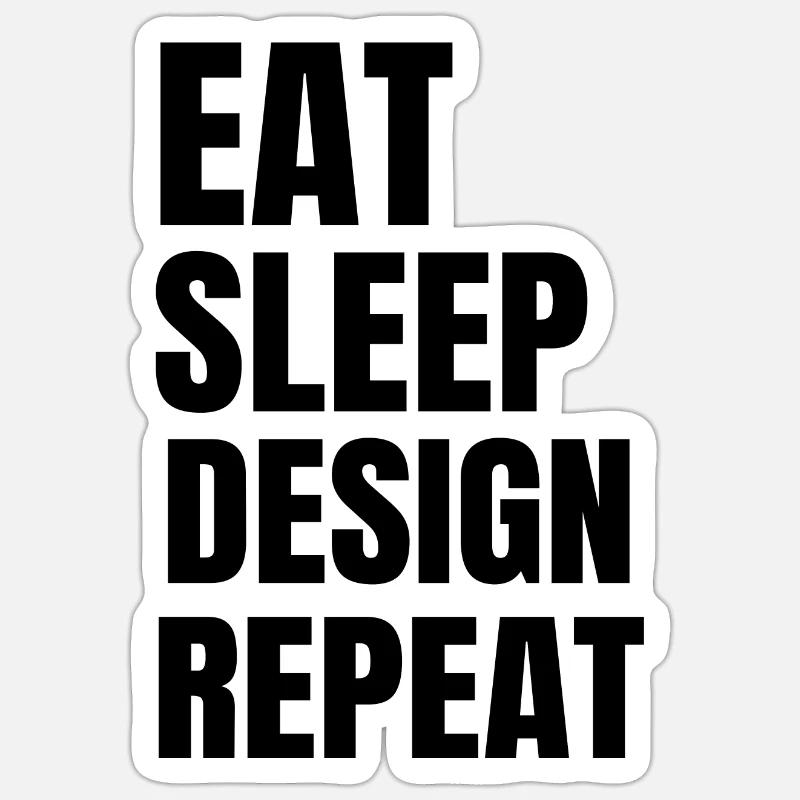 Manger la conception du sommeil Répéter - Sticker taille S (10 x 10 cm) - blanc mat