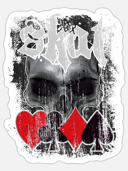 Skatspieler - Sticker Größe S (10 x 10 cm) - Mattweiß