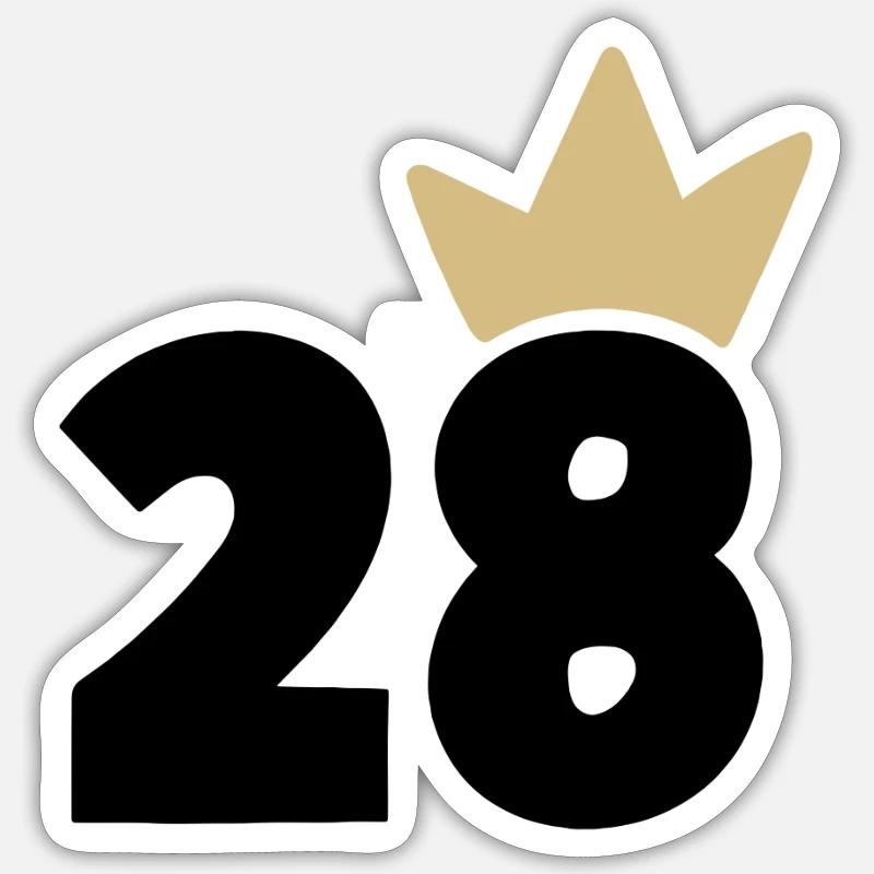 28 Numéro de couronne 28 - Sticker taille S (10 x 10 cm) - blanc mat
