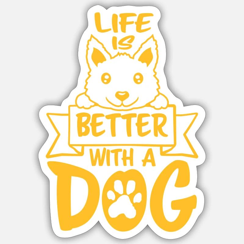 better with a dog - Sticker size S (10 x 10 cm) - white matte