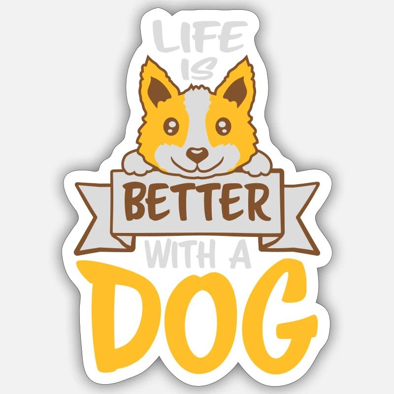 mieux avec un chien - Sticker taille S (10 x 10 cm) - blanc mat