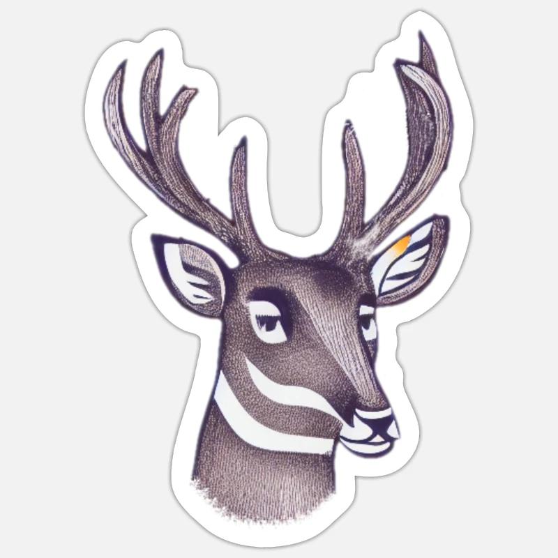 Hirschkopf im Herbst Hirsch Geweih Bock Reh Kitz 7 - Sticker Größe S (10 x 10 cm) - Mattweiß
