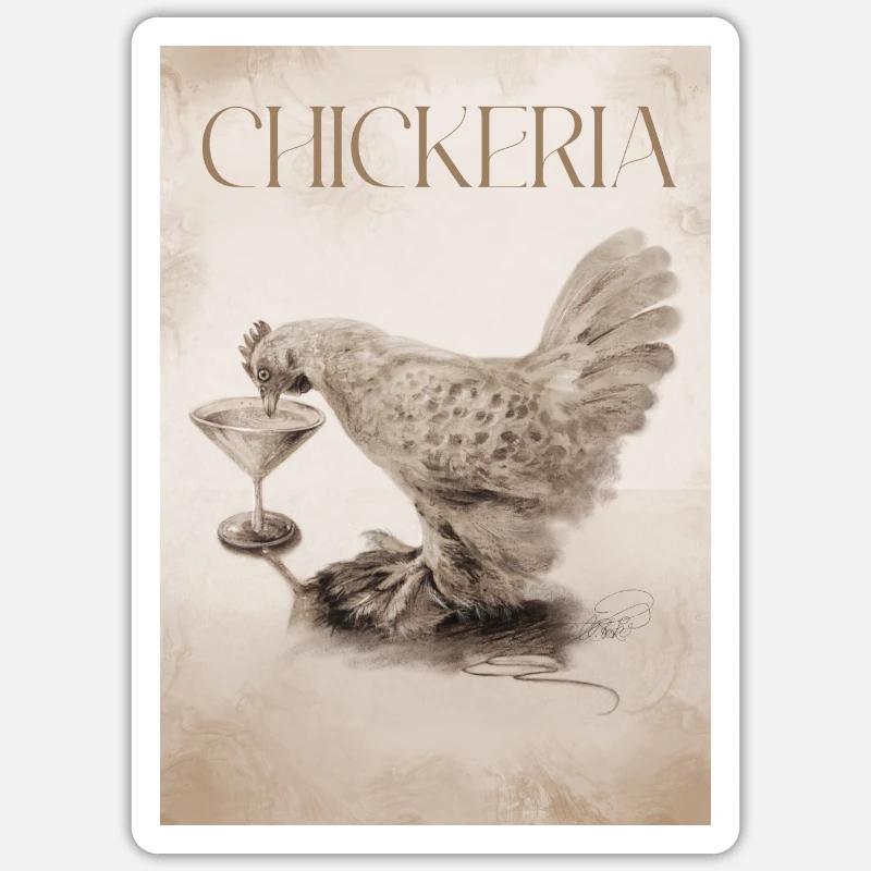 CHICKERIA - Sticker Größe S (10 x 10 cm) - Mattweiß