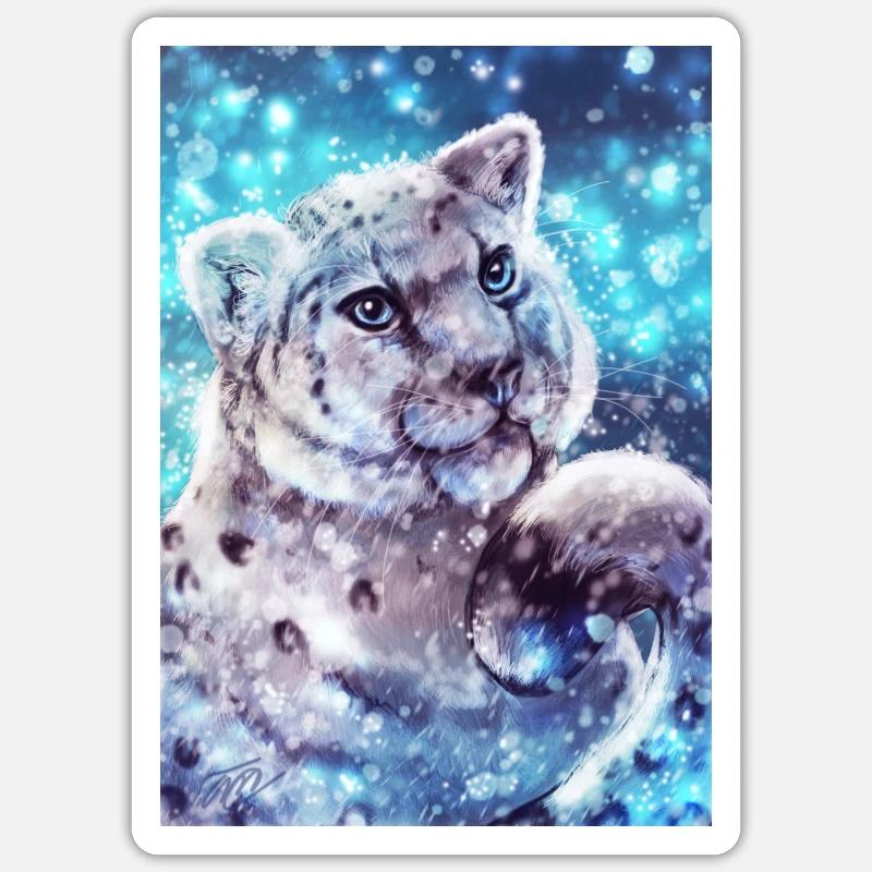 Le Léopardess des neiges - Sticker taille S (10 x 10 cm) - blanc mat