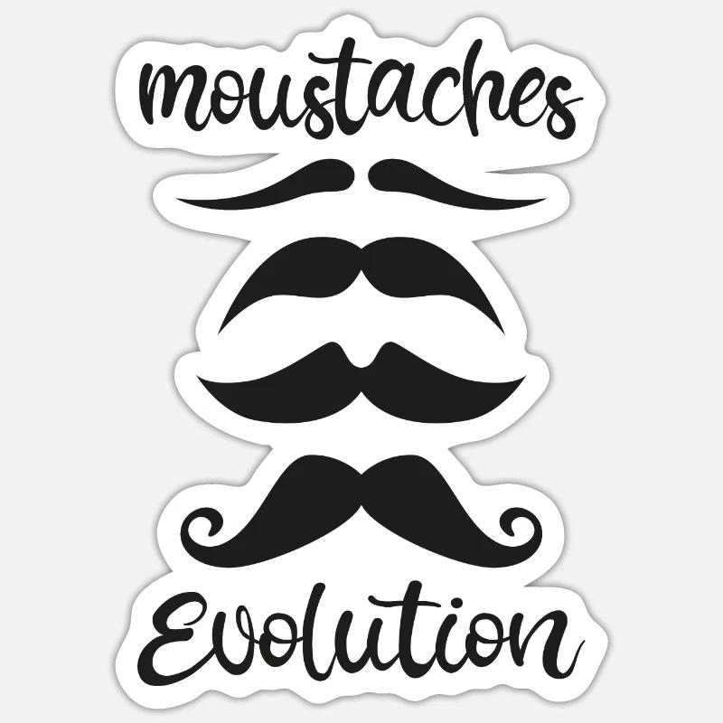 moustache évolution - Sticker taille S (10 x 10 cm) - blanc mat