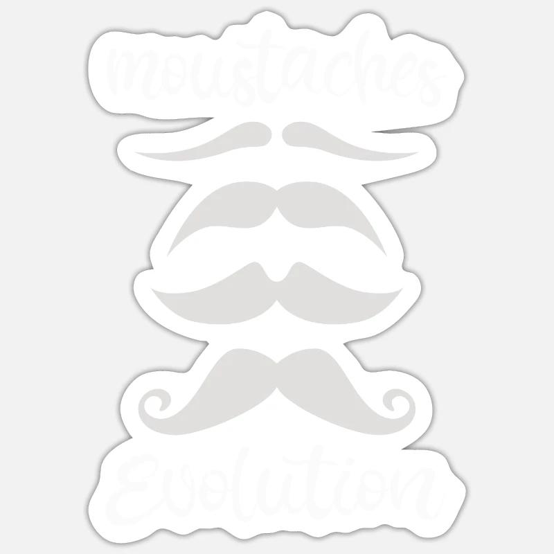 Moustache evolution - Sticker size S (10 x 10 cm) - white matte